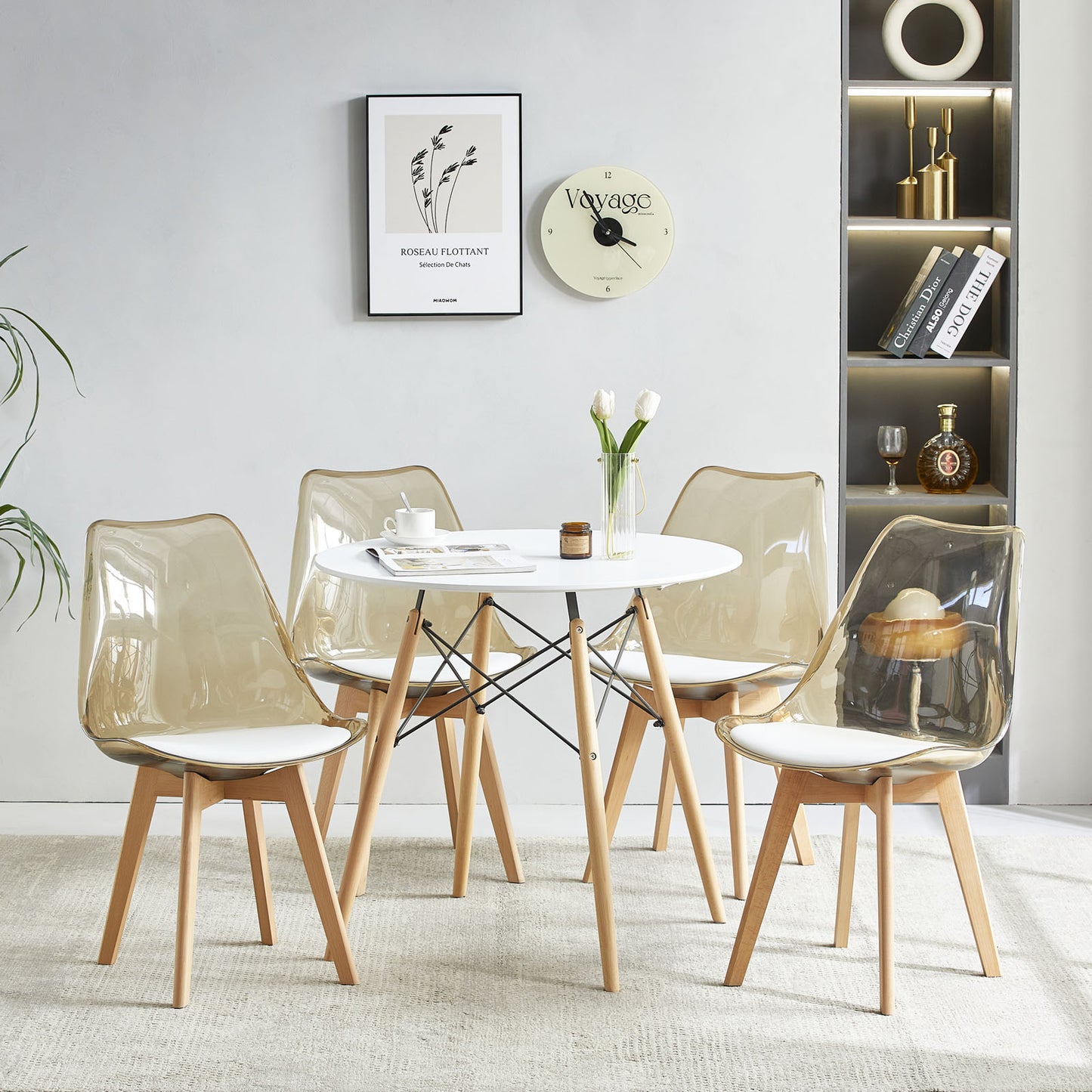 TULIP Tawny stoel met rugleuning en beukenhouten poten - set van 2/4