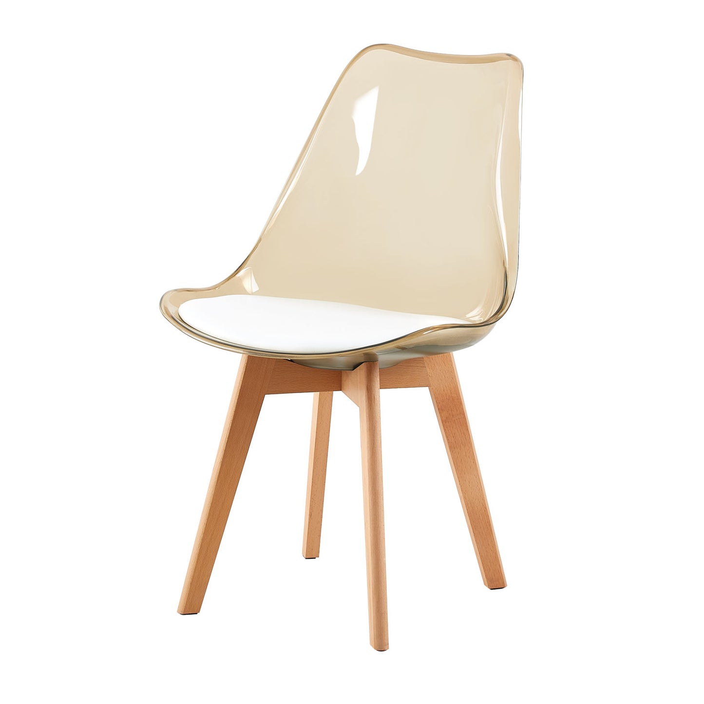 TULIP Tawny stoel met rugleuning en beukenhouten poten - set van 2/4