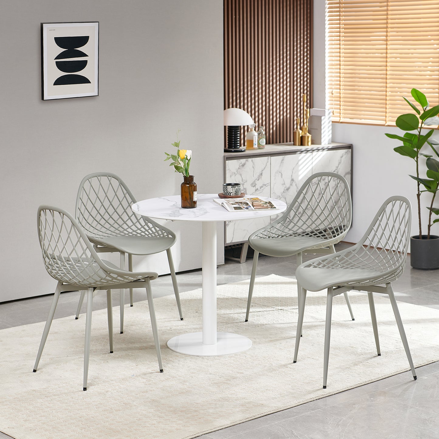 LYMAN Ronde Eettafel 80 cm - Wit/Zwart