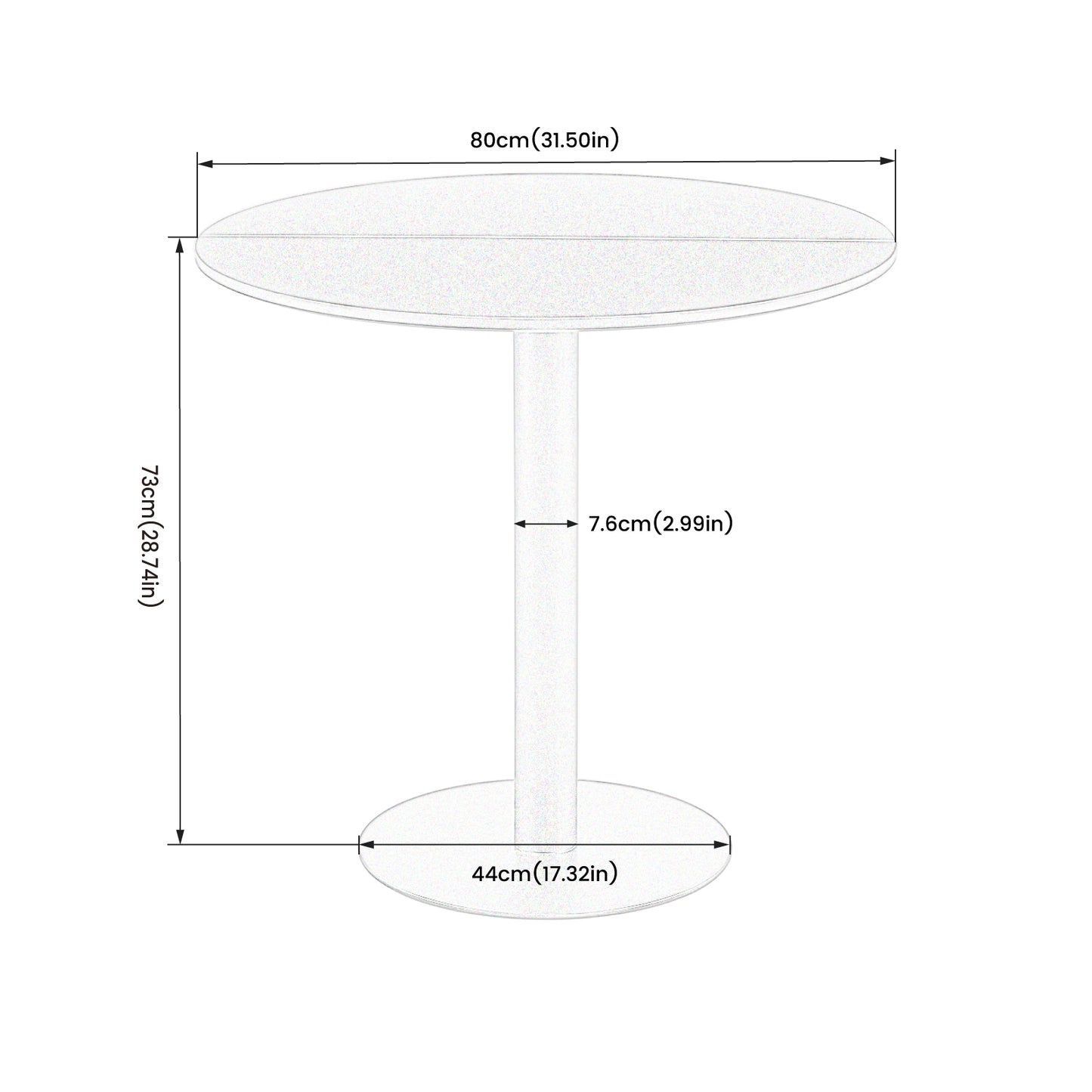 LYMAN Ronde Eettafel 80 cm - Wit/Zwart