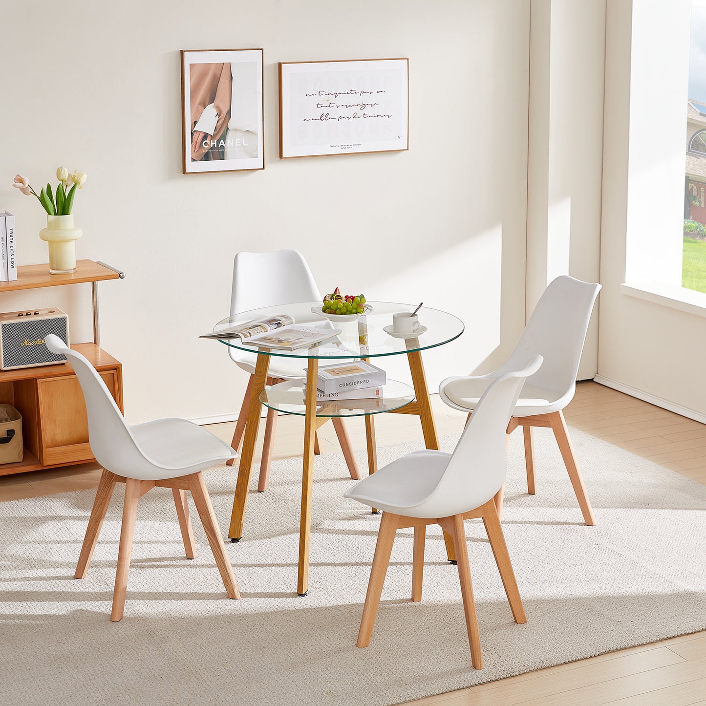 Dubbele Ronde Glazen Eettafel met Grote en Kleine Cirkels – MASSA