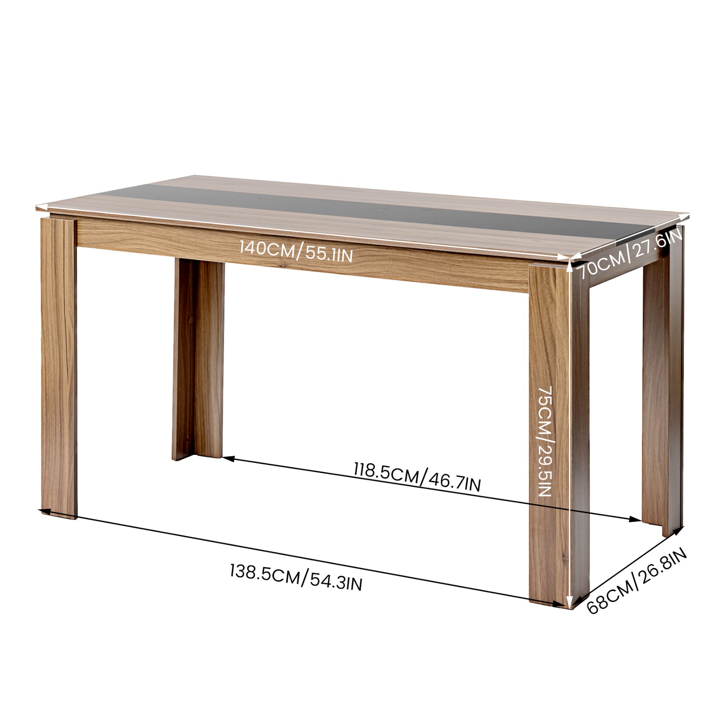 MCCOY Houten Rechthoekige Eettafel met 140cm - Walnoot