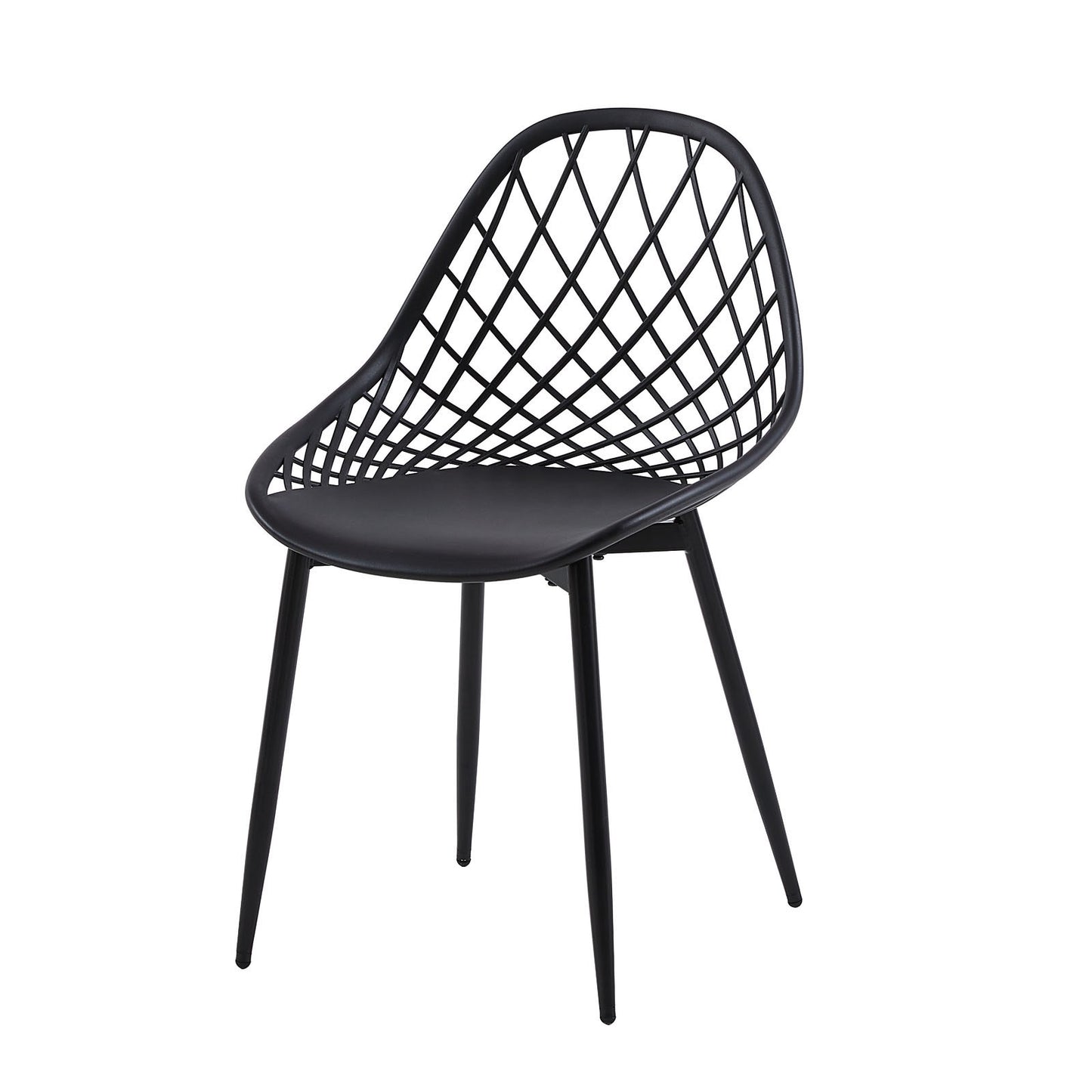 MILAN Metalen eettafel en stoelenset - Zwart/Wit