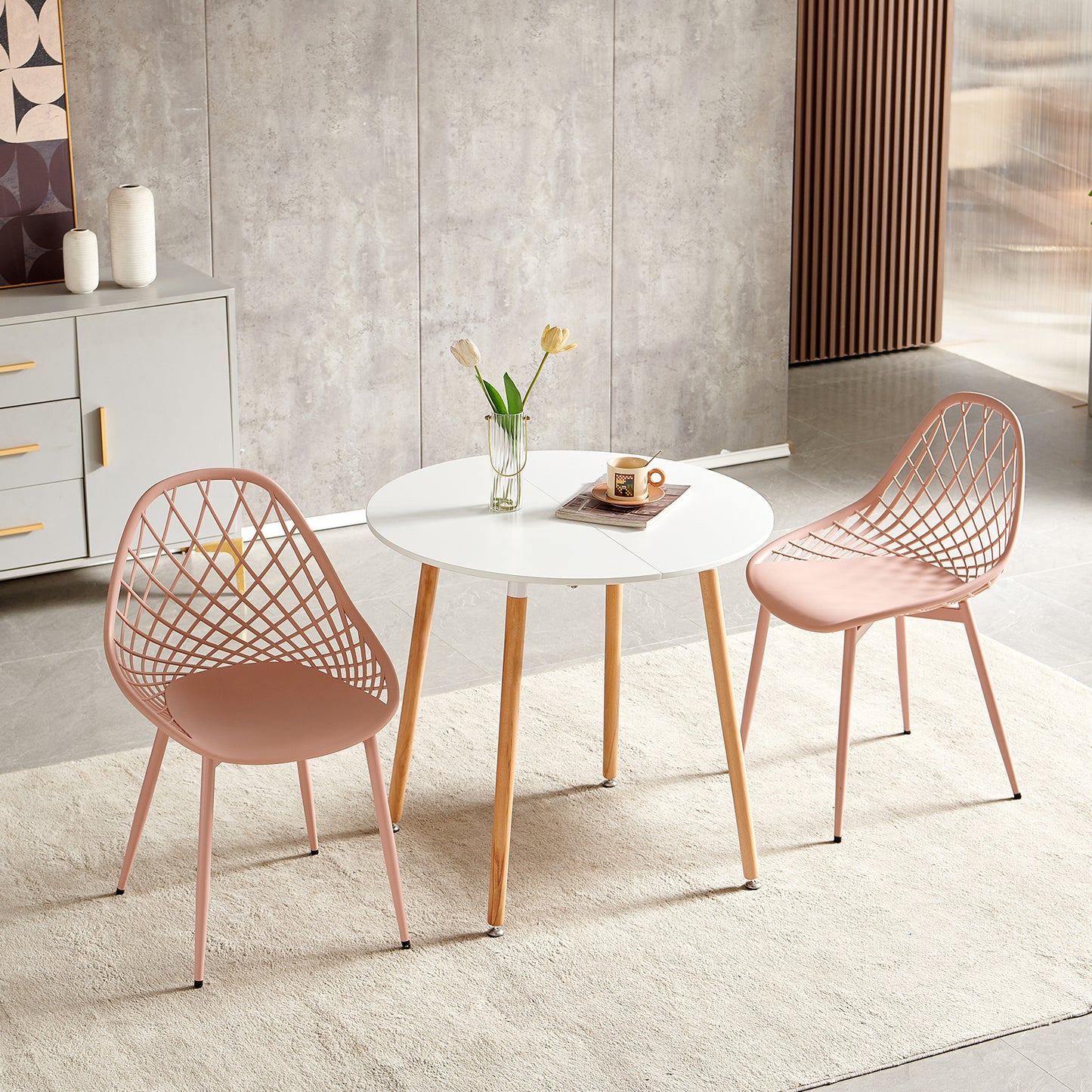 Morandi Kleur Metalen Bijzetstoel (Set van 4) - Bonenpasta/Ice cream groen/Khaki-MILAN