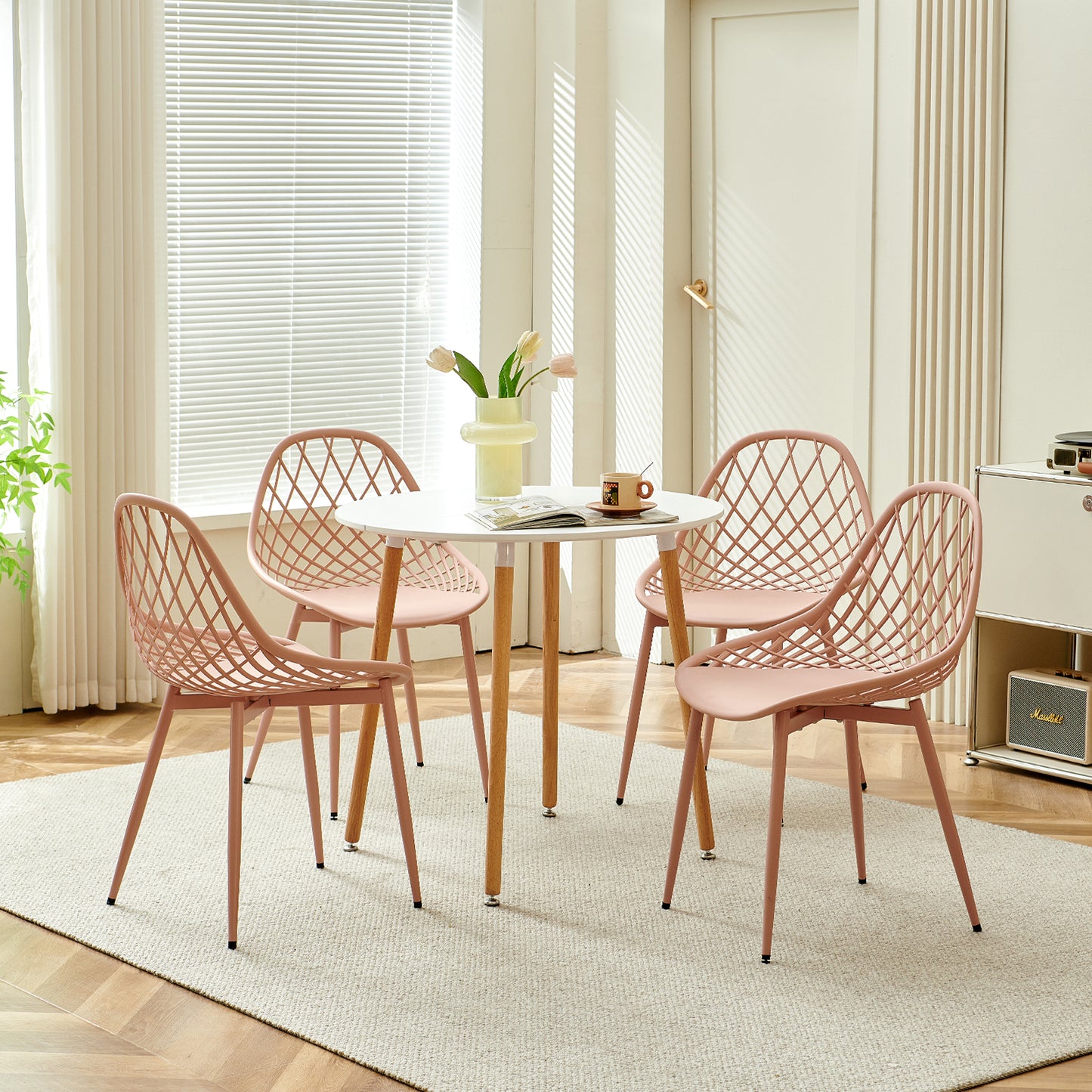 Morandi Kleur Metalen Bijzetstoel (Set van 4) - Bonenpasta/Ice cream groen/Khaki-MILAN