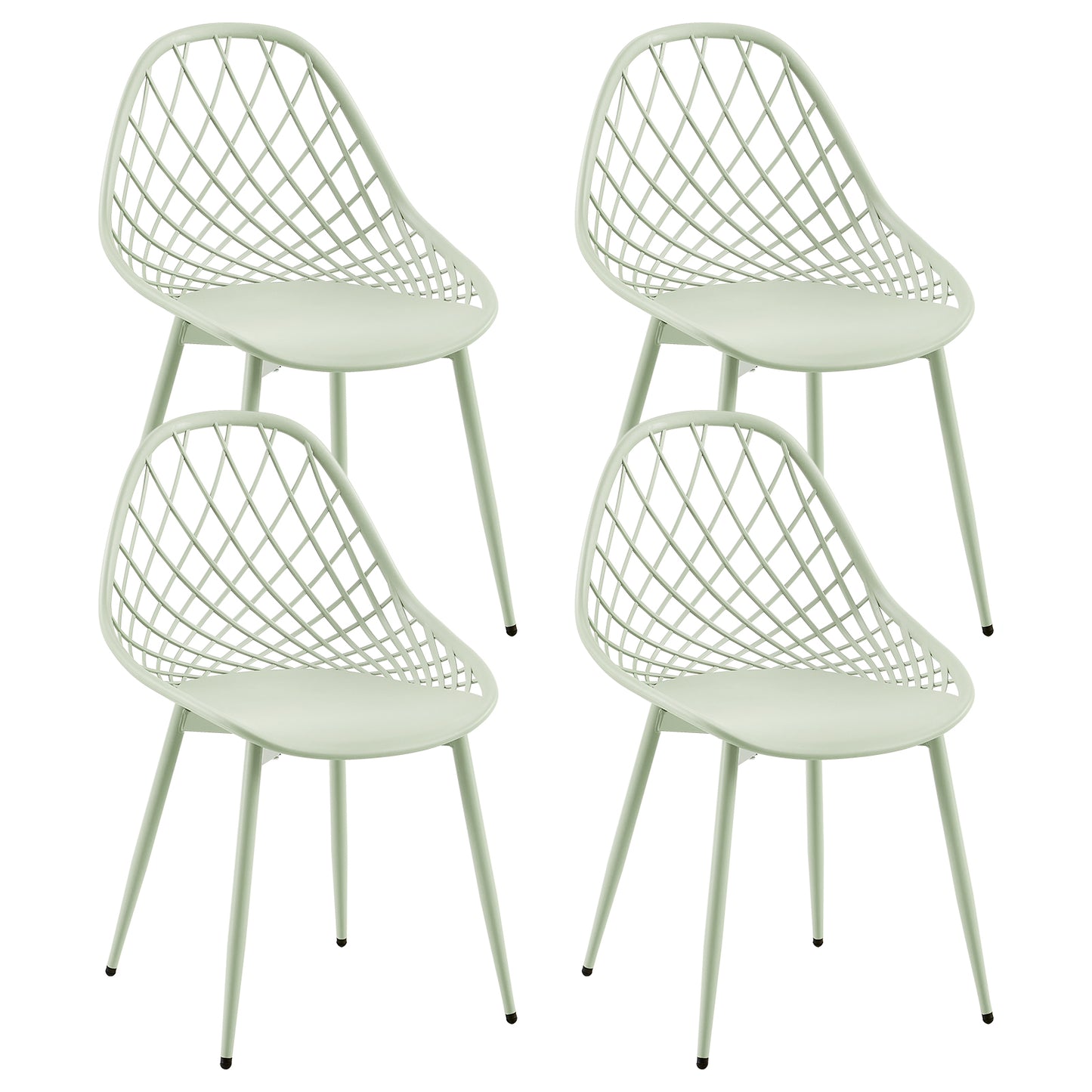 Morandi Kleur Metalen Bijzetstoel (Set van 4) - Bonenpasta/Ice cream groen/Khaki-MILAN