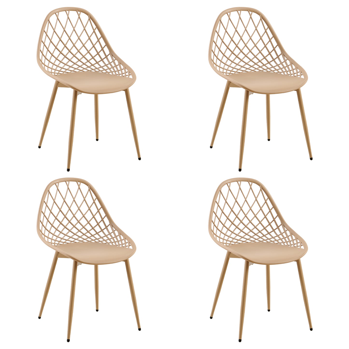 Morandi Kleur Metalen Bijzetstoel (Set van 4) - Bonenpasta/Ice cream groen/Khaki-MILAN