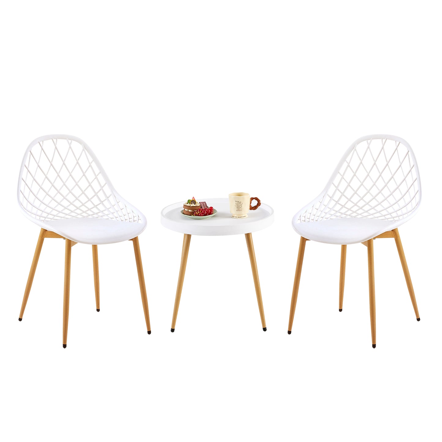 MILAN Metalen eettafel en stoelenset - Zwart/Wit