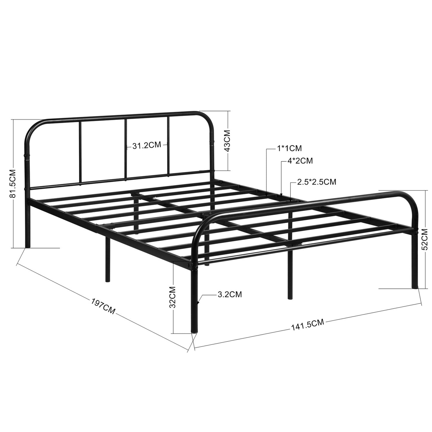 MILO Enkel/Dubbel Metalen Bedframe - Zwart