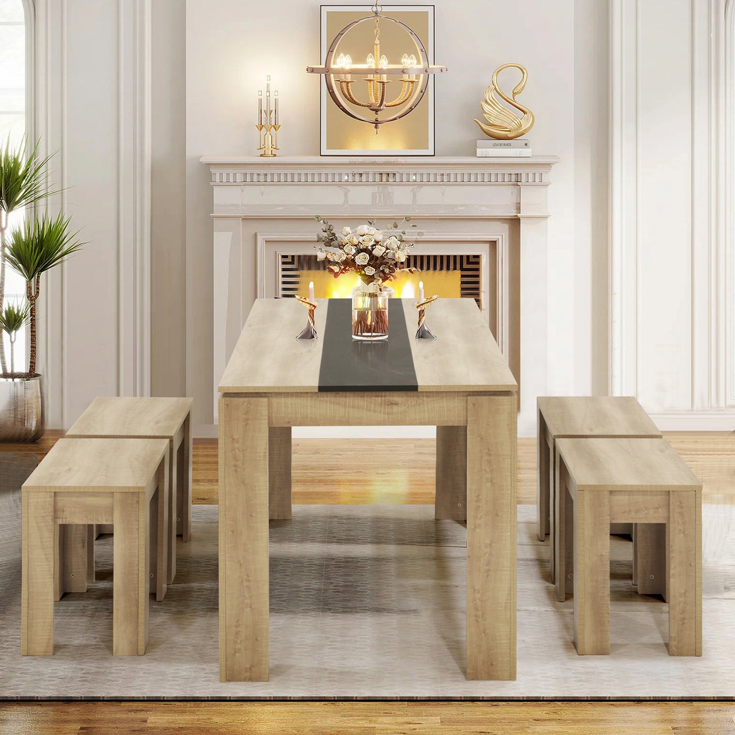 MUSK Eettafel met 110cm/120cm/140cm/160cm - Zwart