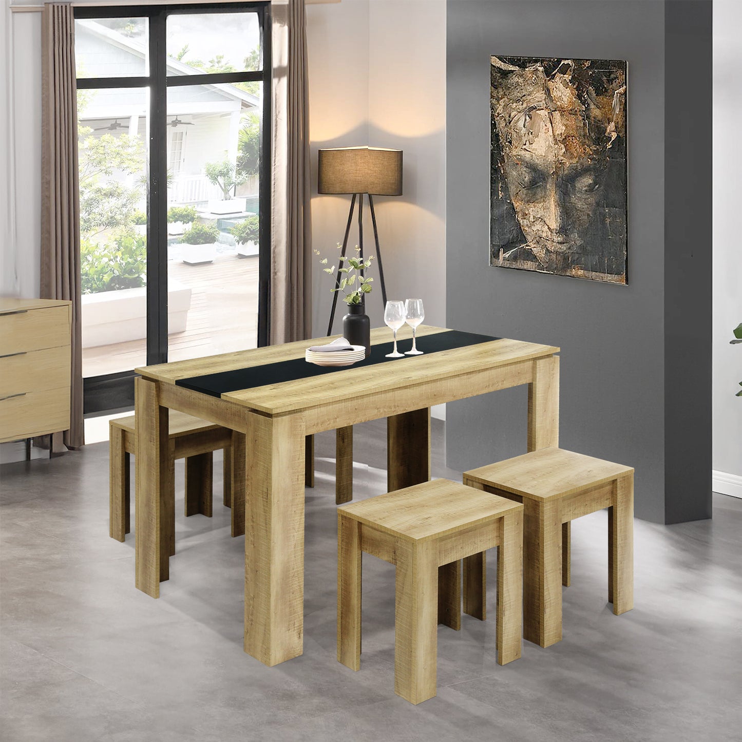 MUSK Eettafel met 110cm/120cm/140cm/160cm - Zwart