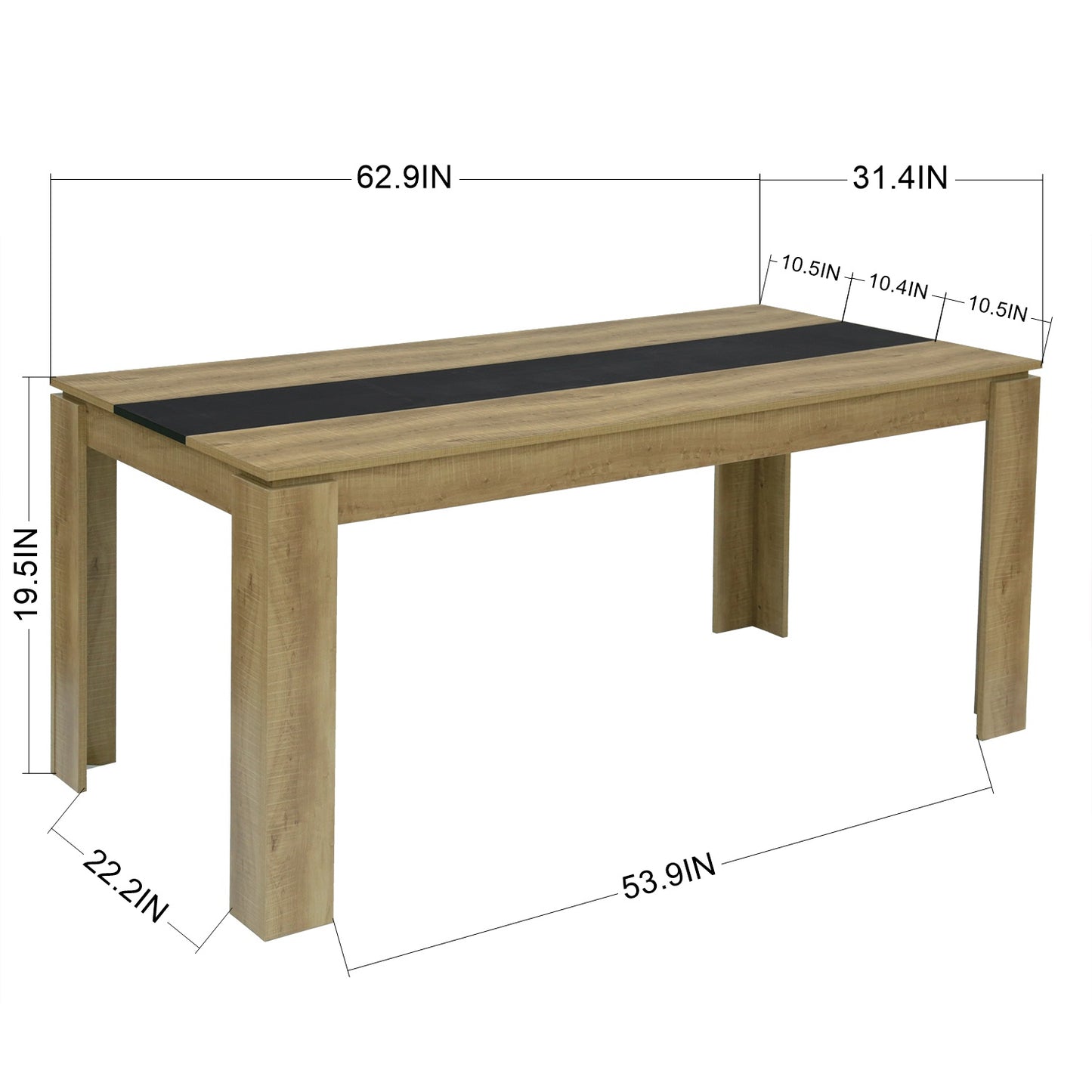 MUSK Eettafel met 110cm/120cm/140cm/160cm - Zwart
