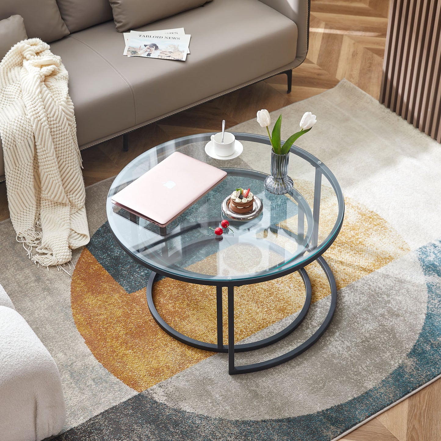 NAPLES Nestbare Salontafel- Goud/Zwart