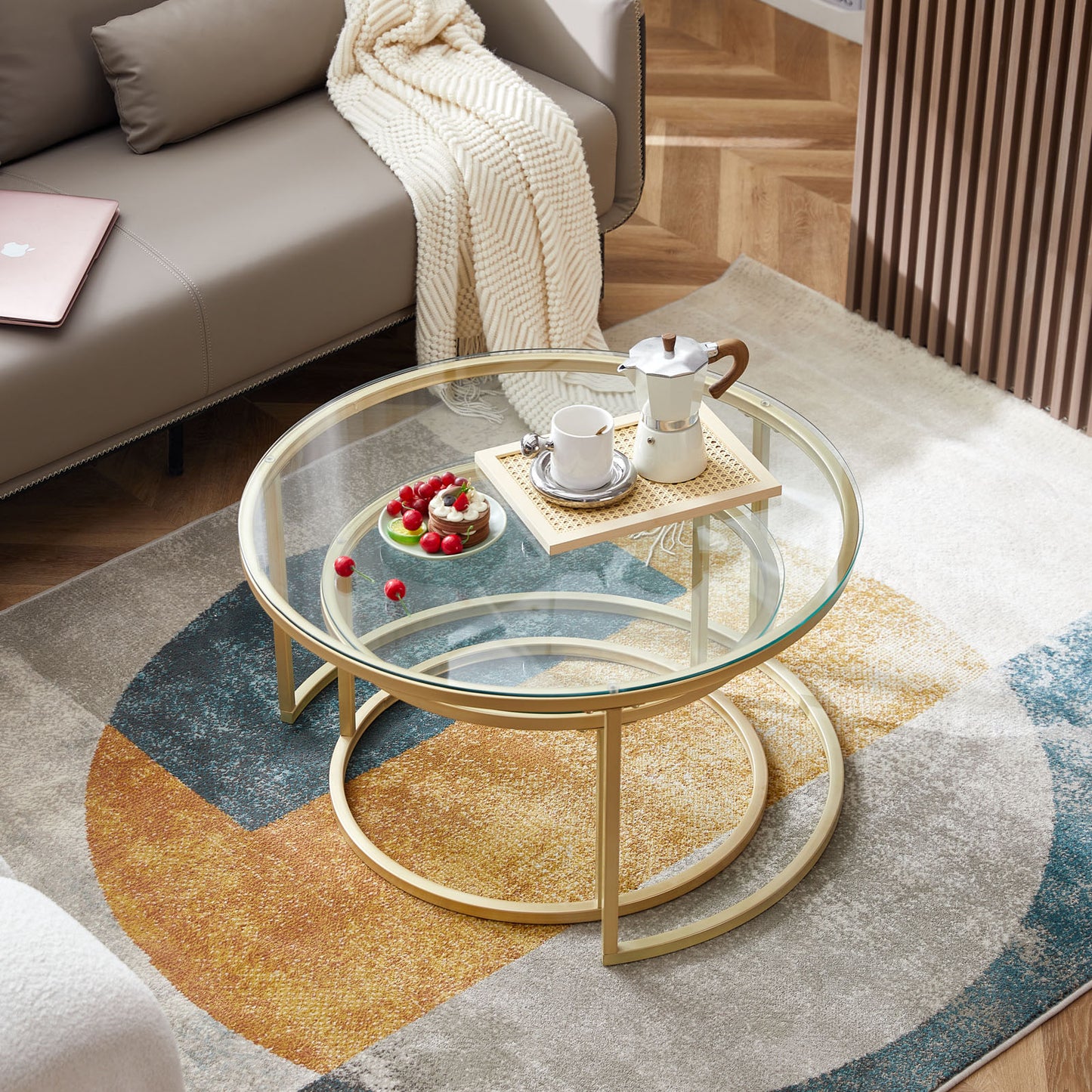 NAPLES Nestbare Salontafel- Goud/Zwart