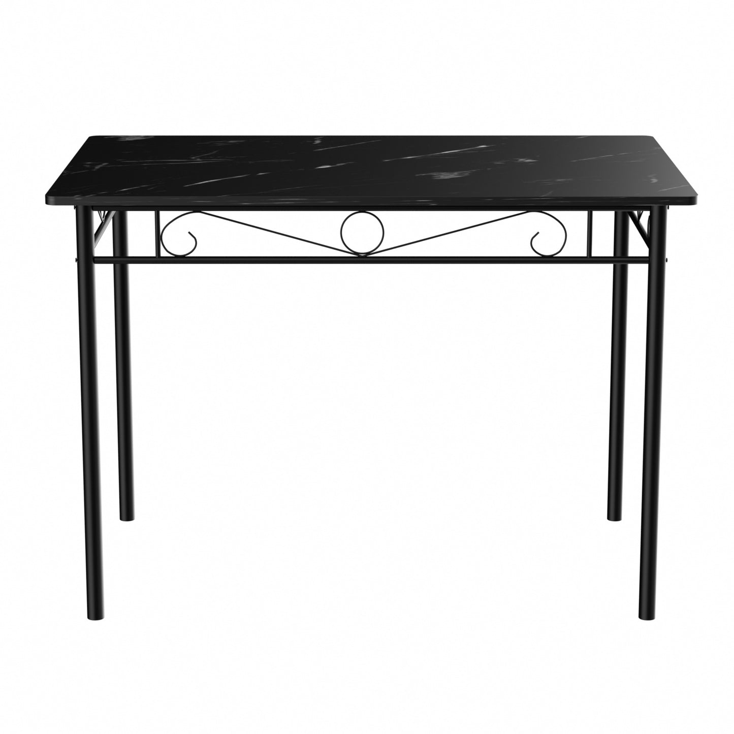 NORSEMAN Marmertafel en 4 stoelenset - Wit/Zwart/Lichtbruin
