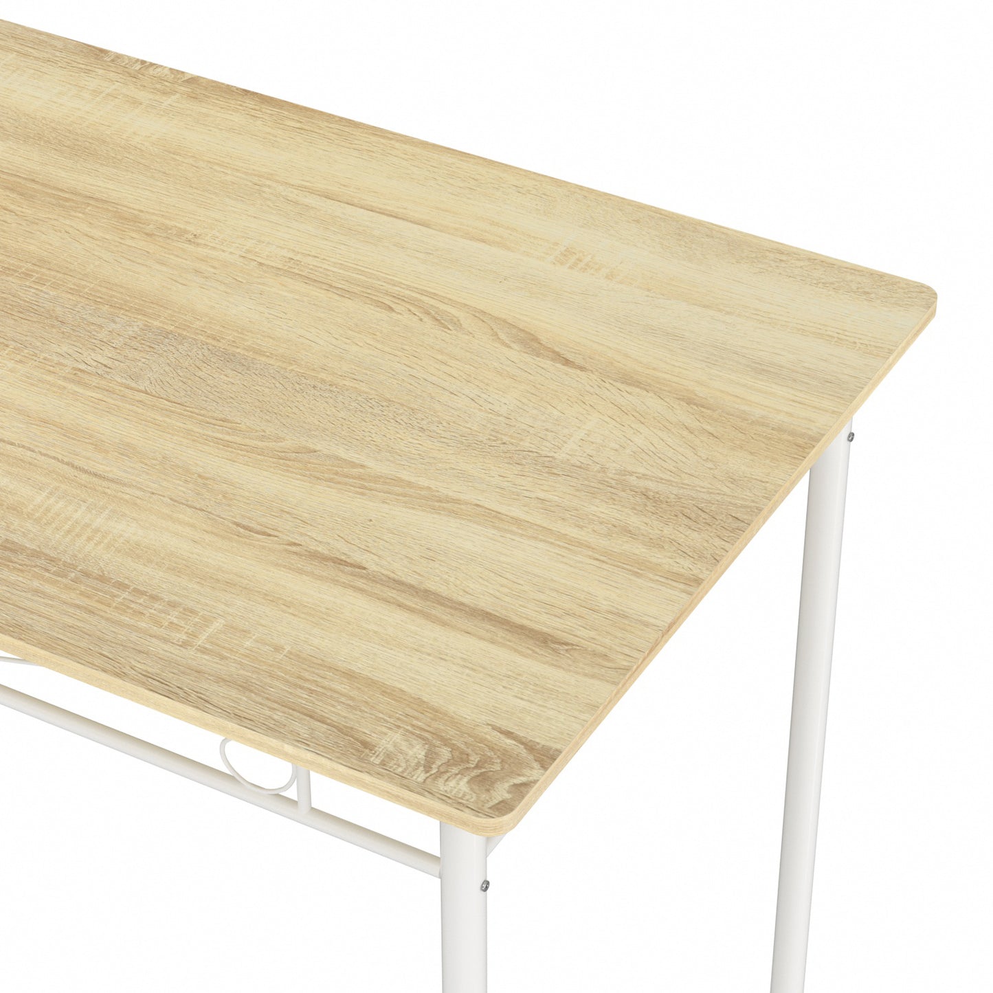 NORSEMAN Marmertafel en 4 stoelenset - Wit/Zwart/Lichtbruin