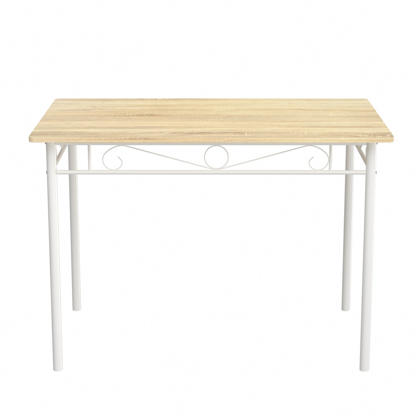 NORSEMAN Marmertafel en 4 stoelenset - Wit/Zwart/Lichtbruin