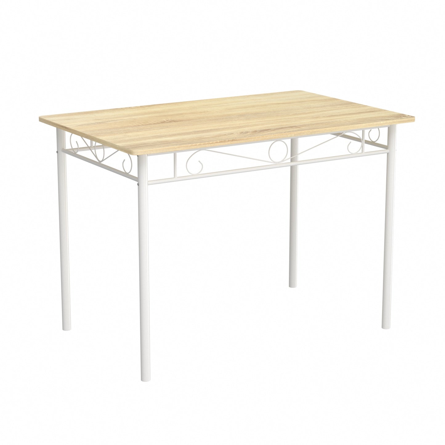 NORSEMAN Marmertafel en 4 stoelenset - Wit/Zwart/Lichtbruin