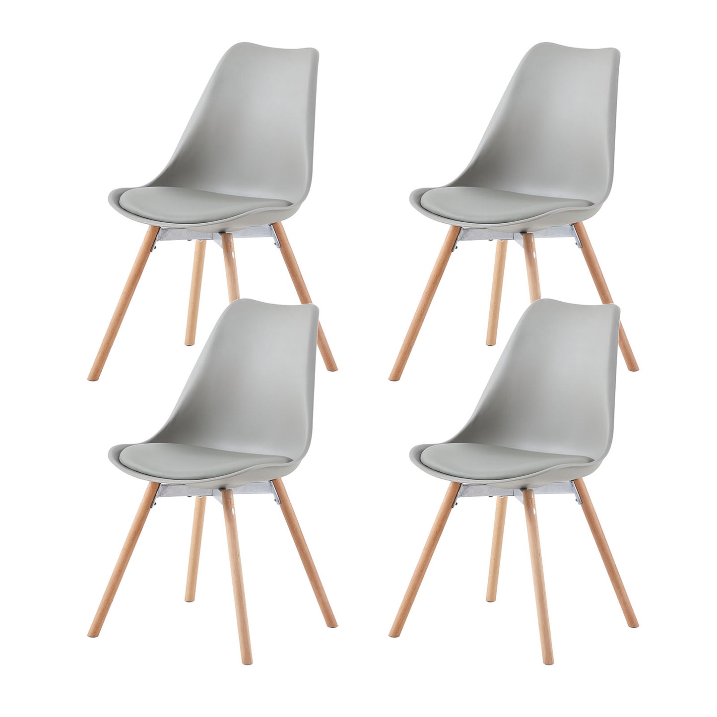 OATS Side Chair met Beuken Poten (Set van 4/6) - Zwart/Wit/Grijs