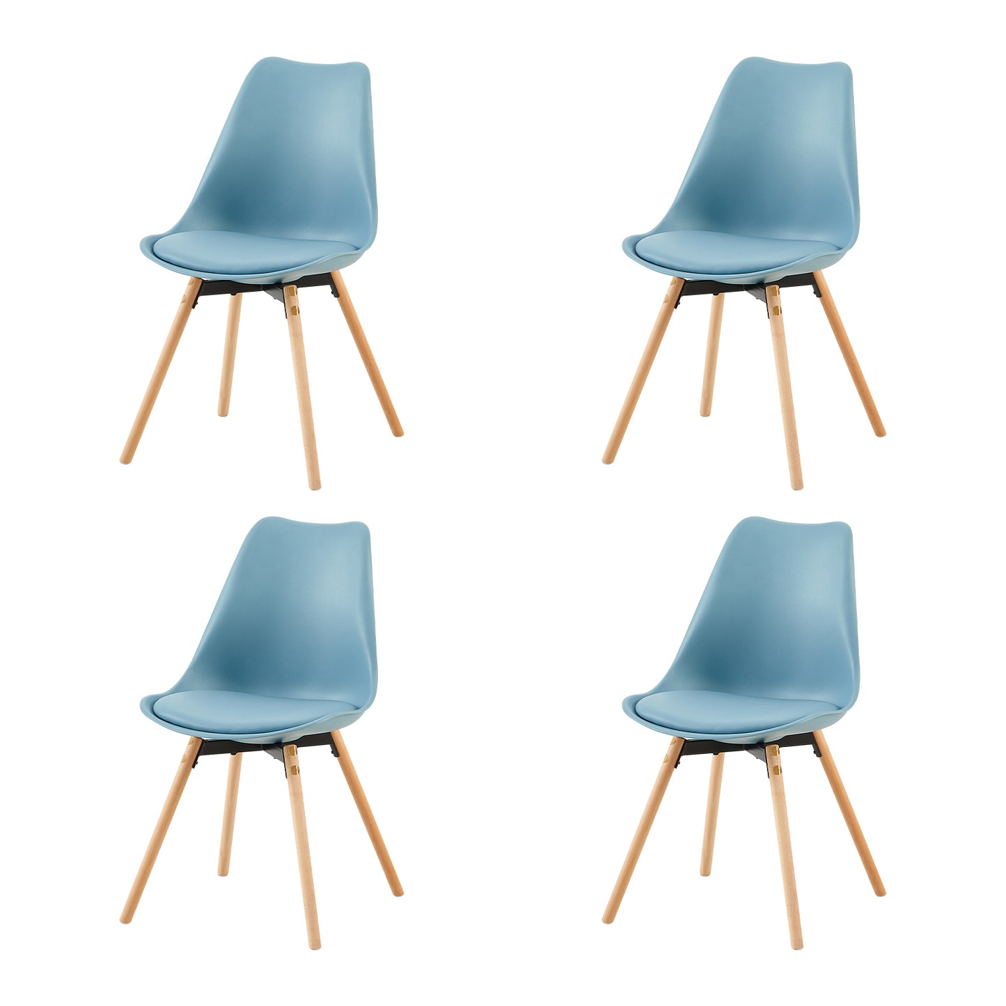 OATS Set van 4/6 Zijdelingse Accentstoelen – Lichtgrijs Blauw / Donkergrijs Blauw/Groen ijs