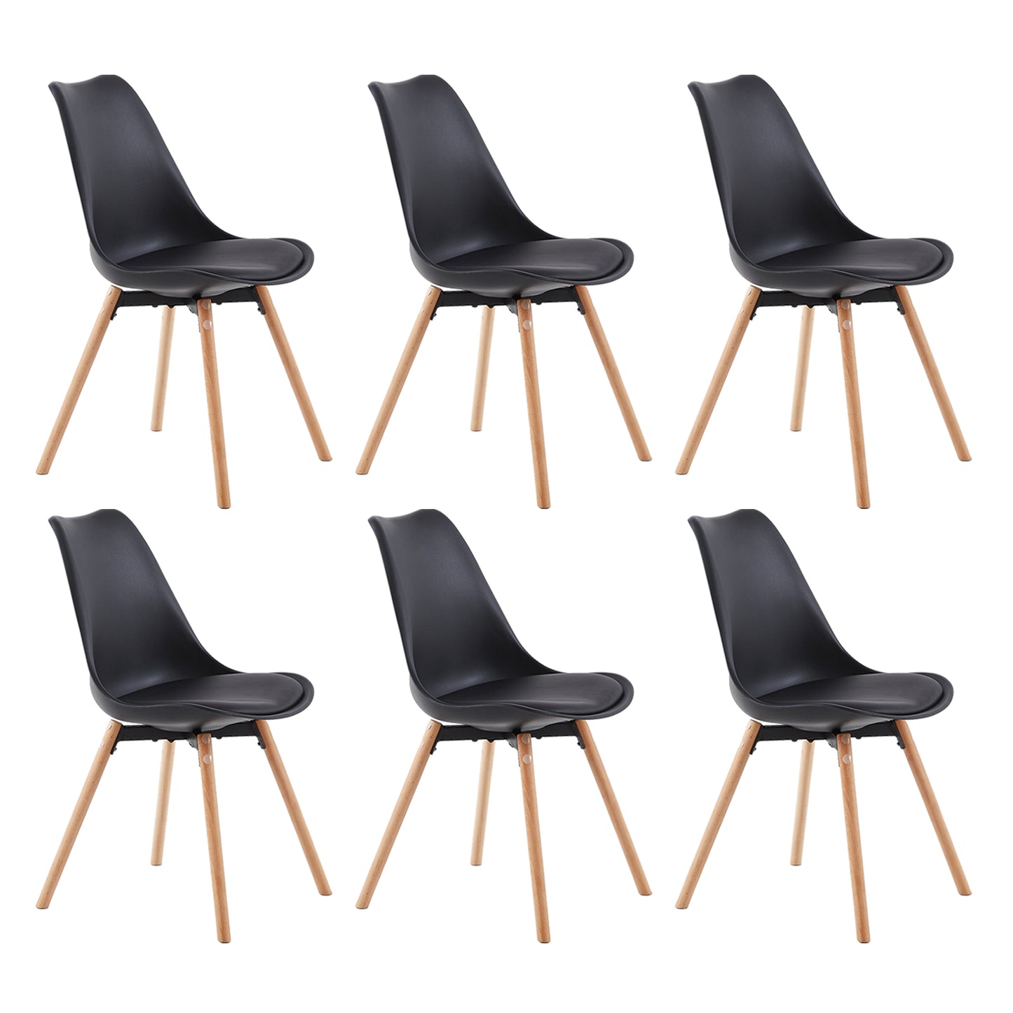 OATS Side Chair met Beuken Poten (Set van 4/6) - Zwart/Wit/Grijs