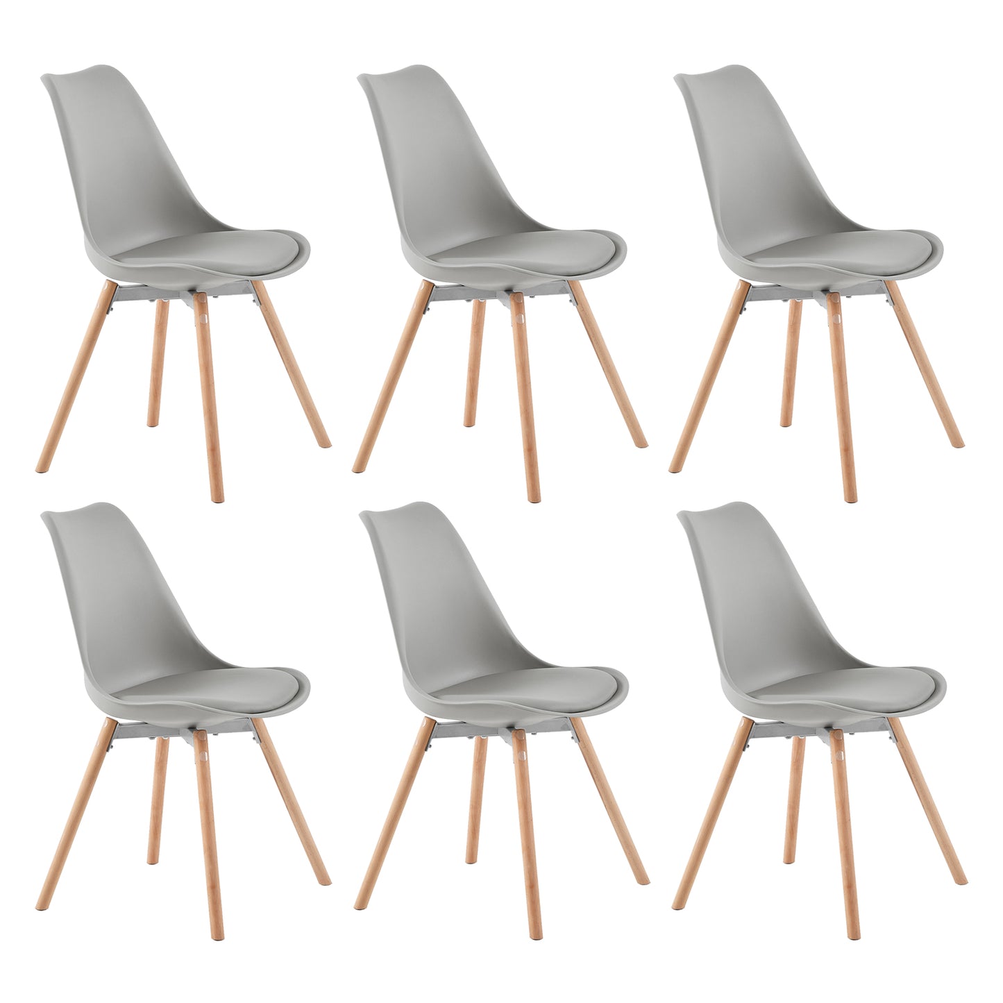 OATS Side Chair met Beuken Poten (Set van 4/6) - Zwart/Wit/Grijs