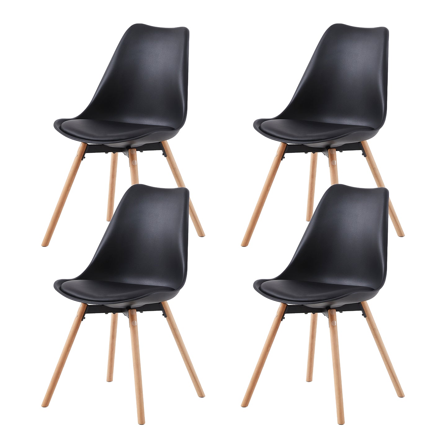OATS Side Chair met Beuken Poten (Set van 4/6) - Zwart/Wit/Grijs