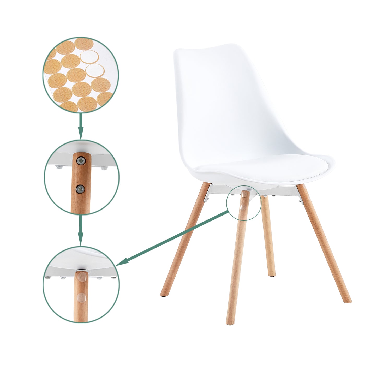 OATS Side Chair met Beuken Poten (Set van 4/6) - Zwart/Wit/Grijs
