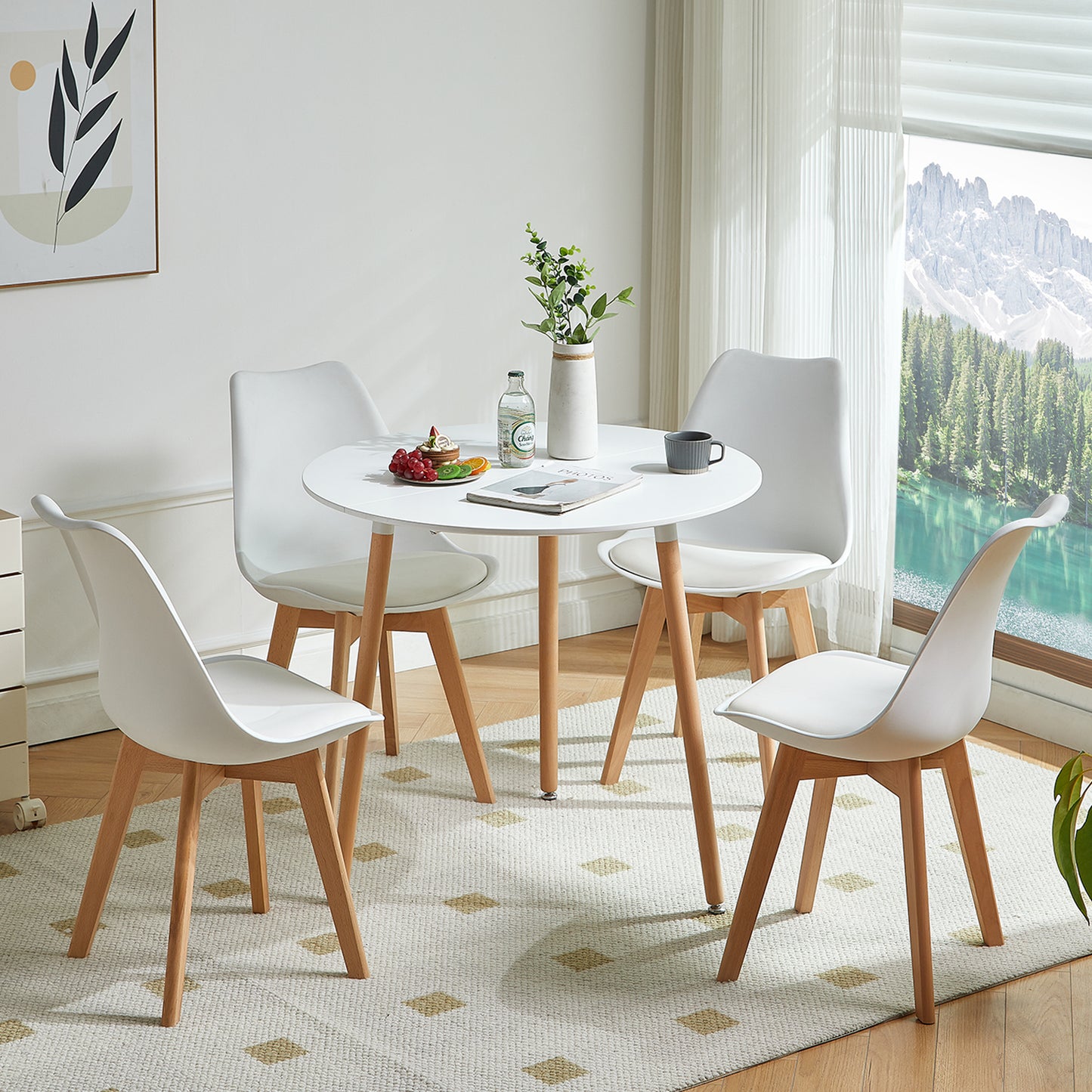 Ronde eettafel 80cm met 3 poten - Wit - PEA