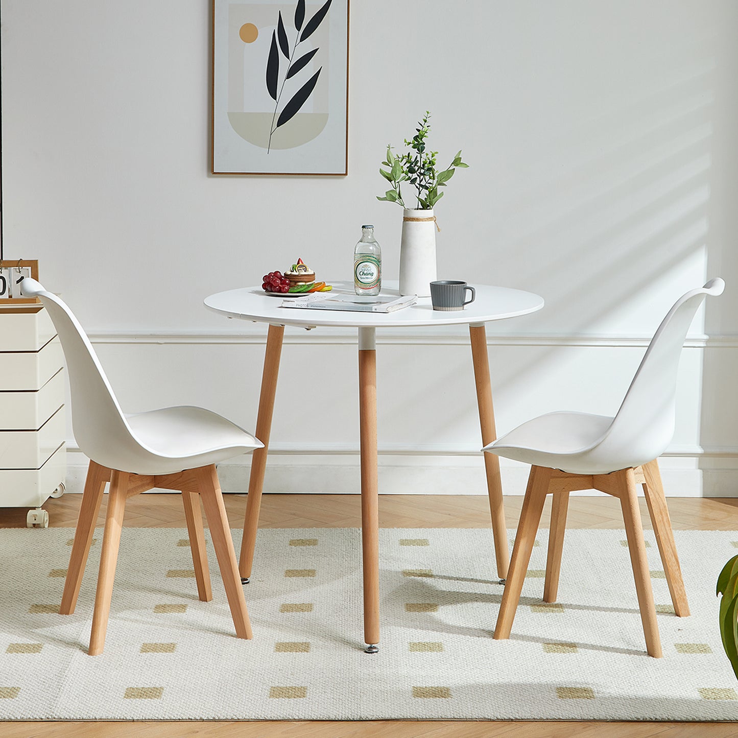 Ronde eettafel 80cm met 3 poten - Wit - PEA