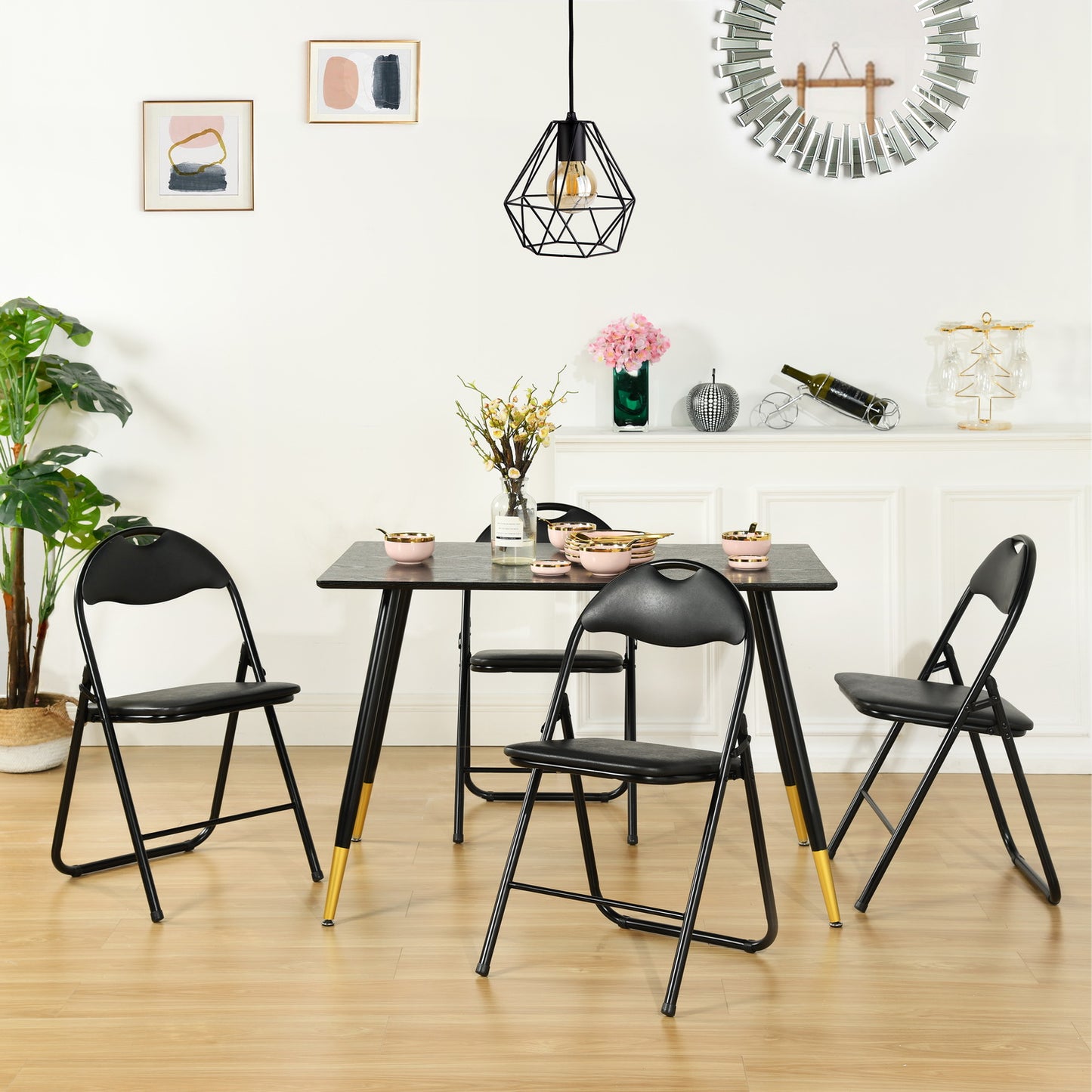 PEACOCKAR Gevoerde, stapelbare, opvouwbare stoelen, set van 2/4/6