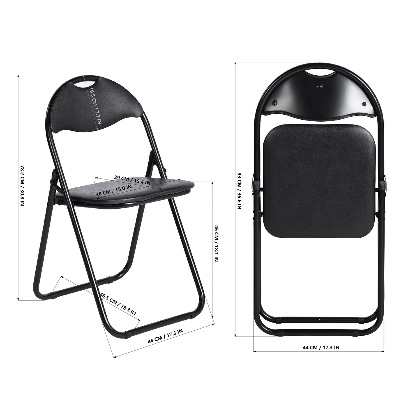 PEACOCKAR Gevoerde, stapelbare, opvouwbare stoelen, set van 2/4/6