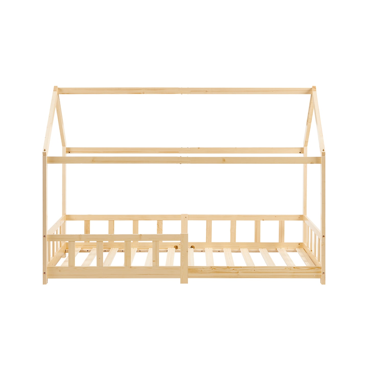 Kinderbed Eenpersoonsbed met Houten Vloer - Hout/Wit - PINEY