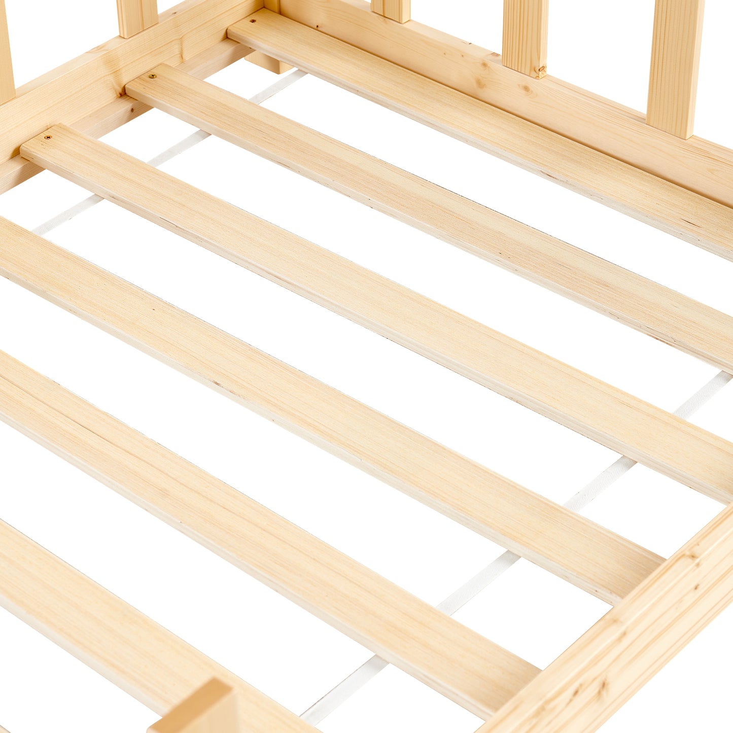 Kinderbed Eenpersoonsbed met Houten Vloer - Hout/Wit - PINEY