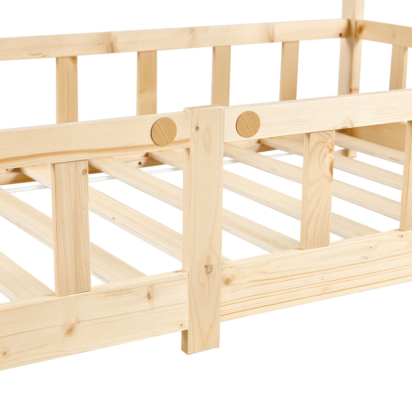 Kinderbed Eenpersoonsbed met Houten Vloer - Hout/Wit - PINEY