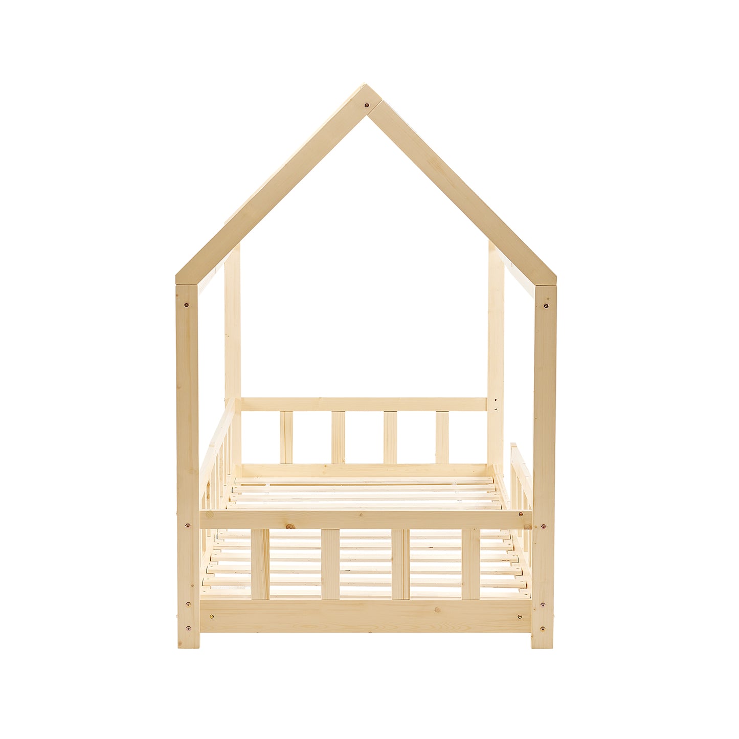 Kinderbed Eenpersoonsbed met Houten Vloer - Hout/Wit - PINEY