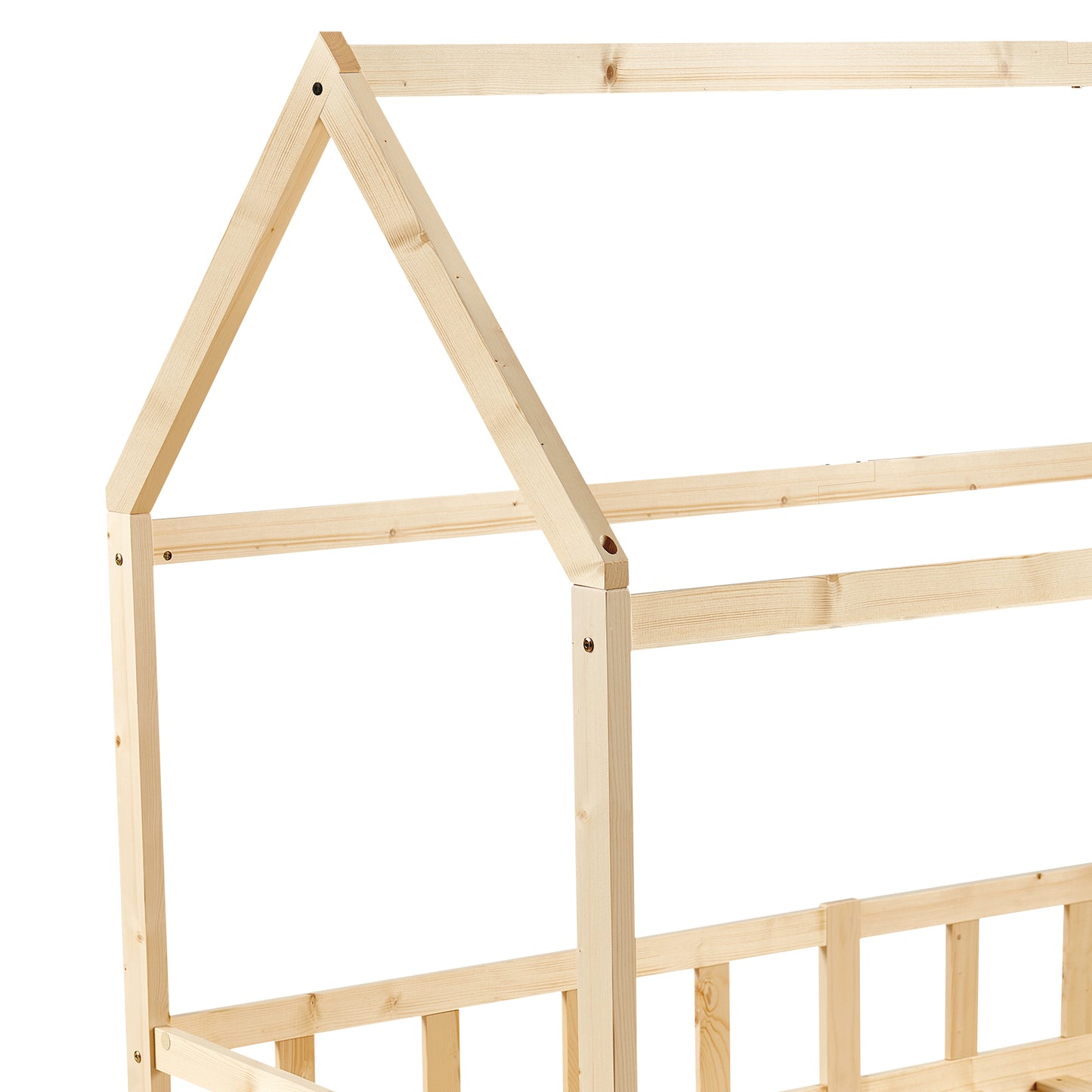 Kinderbed Eenpersoonsbed met Houten Vloer - Hout/Wit - PINEY