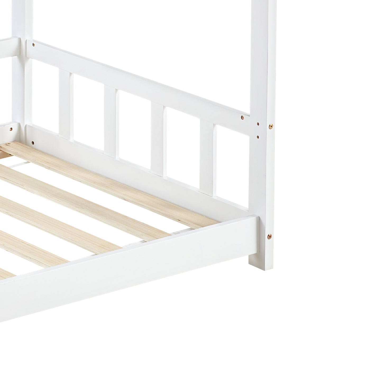 Kinderbed Eenpersoonsbed met Houten Vloer - Hout/Wit - PINEY