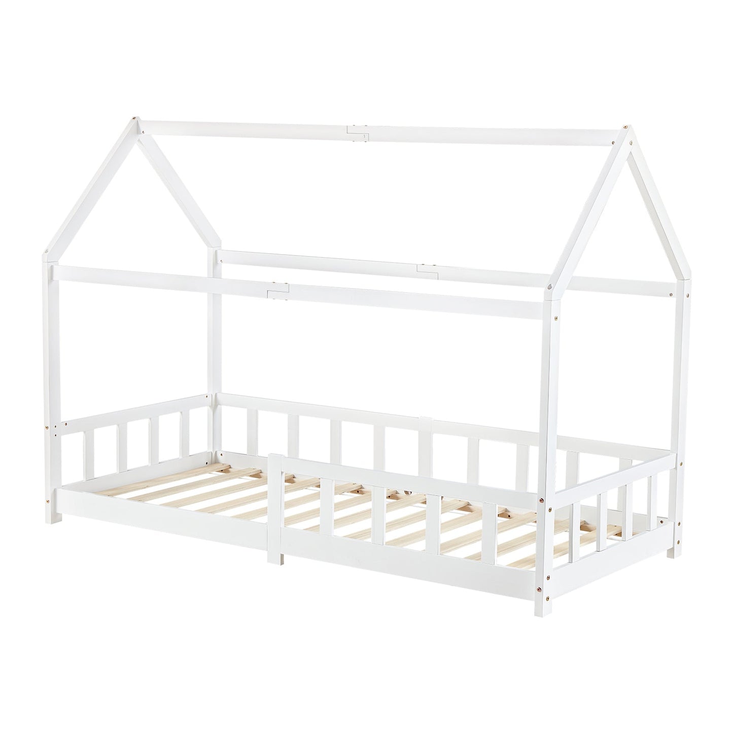 Kinderbed Eenpersoonsbed met Houten Vloer - Hout/Wit - PINEY