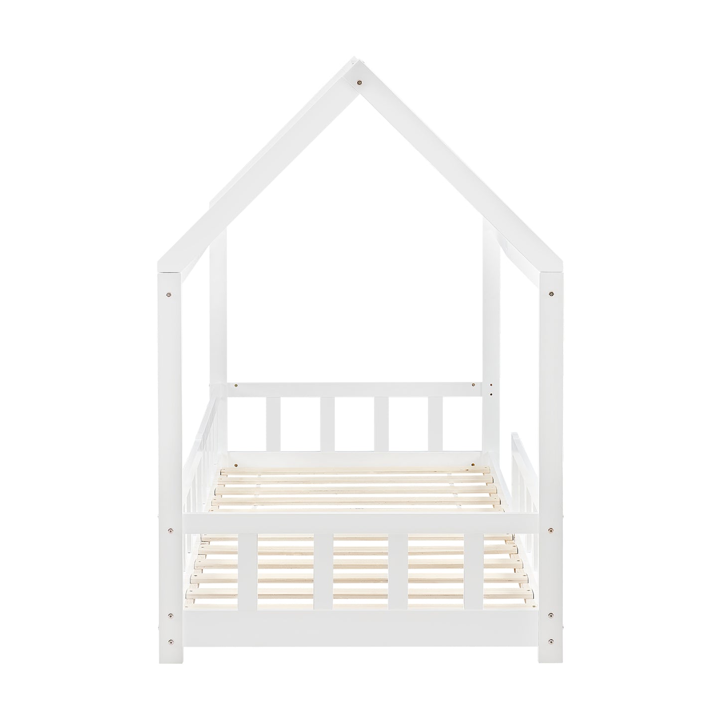 Kinderbed Eenpersoonsbed met Houten Vloer - Hout/Wit - PINEY