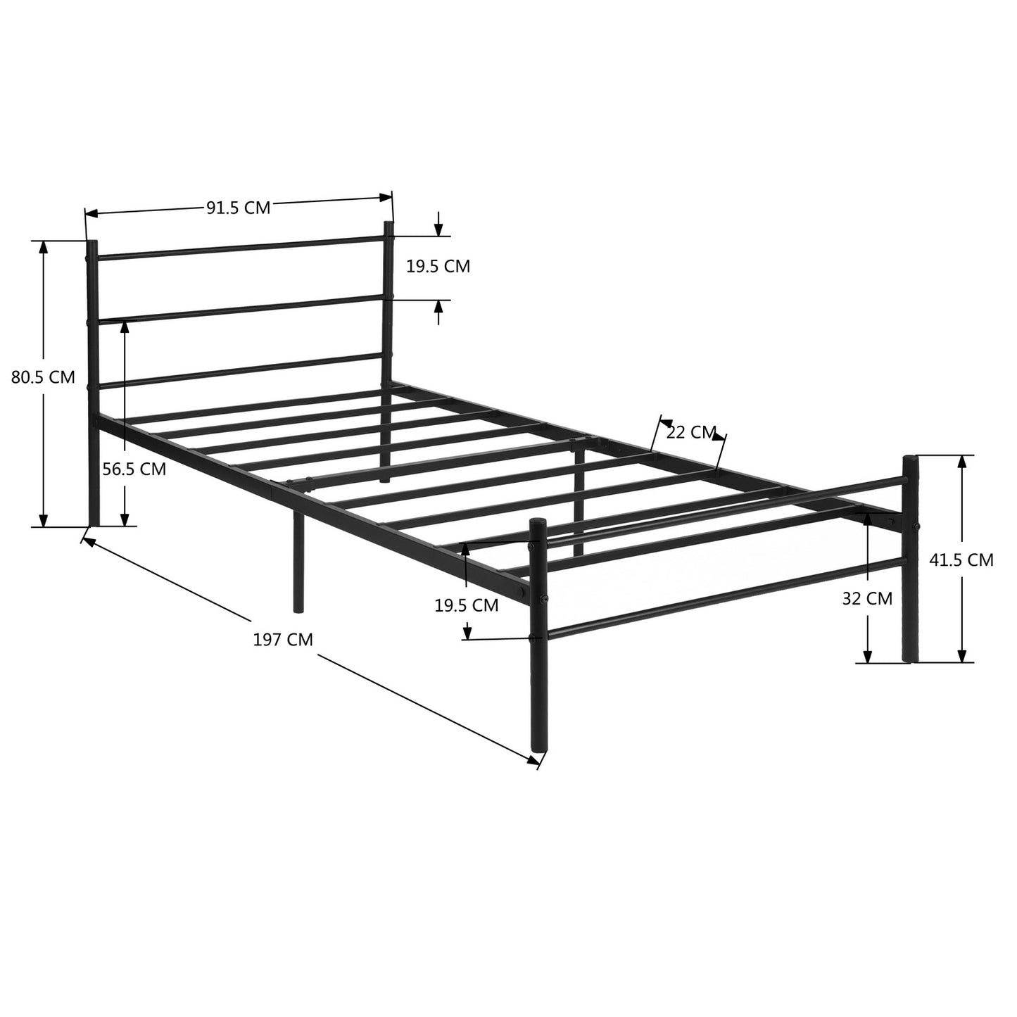PRIMO Metalen Een-/Tweepersoonsbed Frame