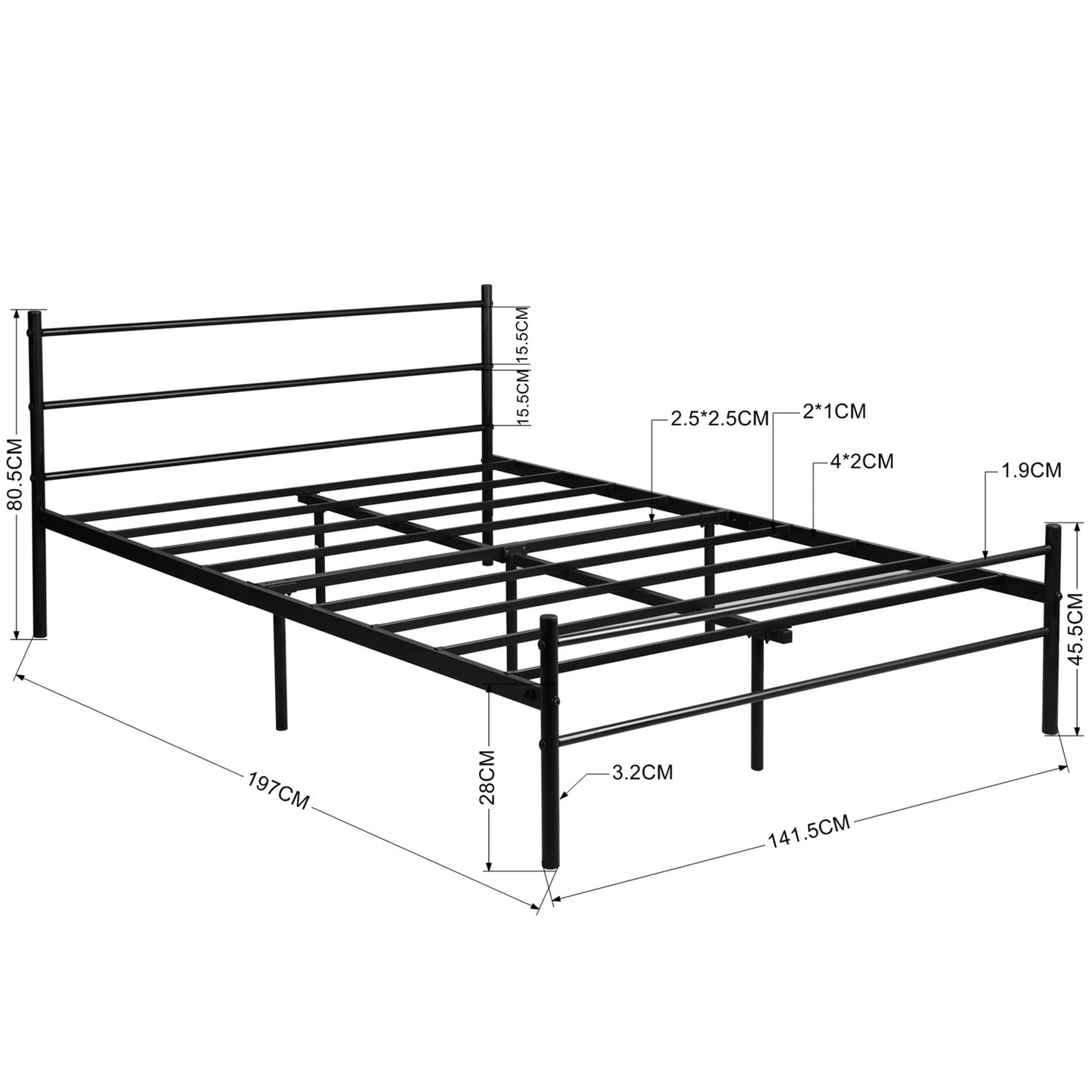 PRIMO Metalen Een-/Tweepersoonsbed Frame