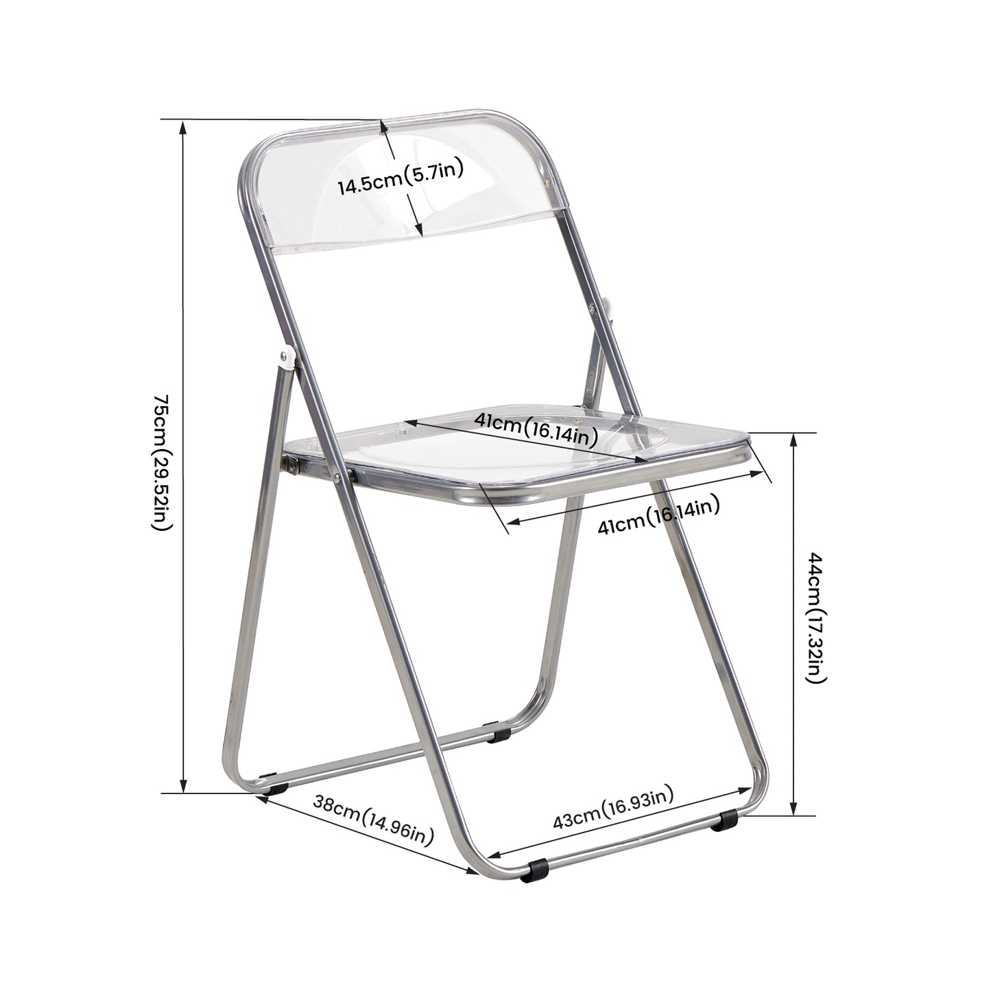 PURDY Stapelbare Vouwstoelen Set van 4/6 - Doorzichtig