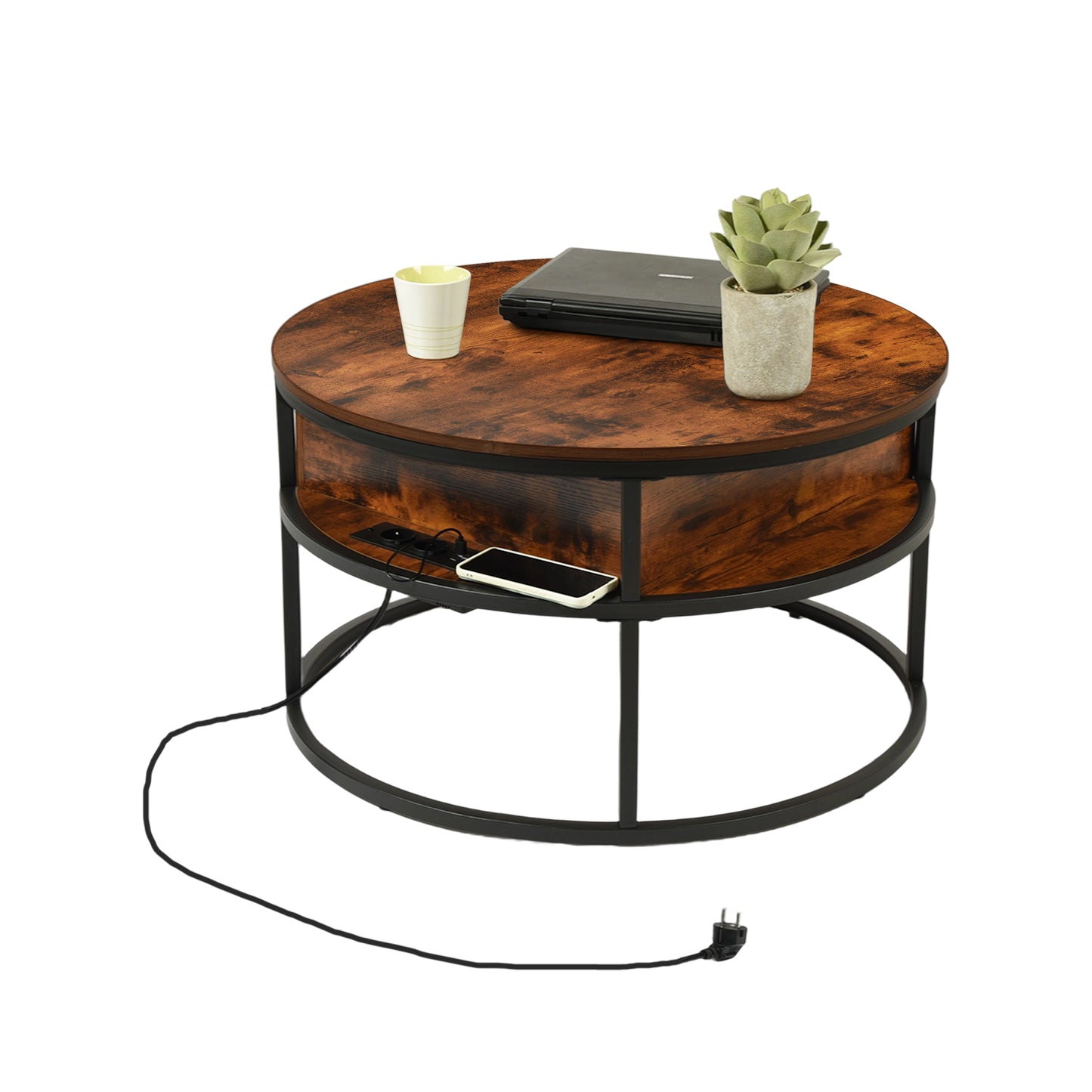 Lift-tafel Salontafel met Verborgen Compartment en Stopcontact