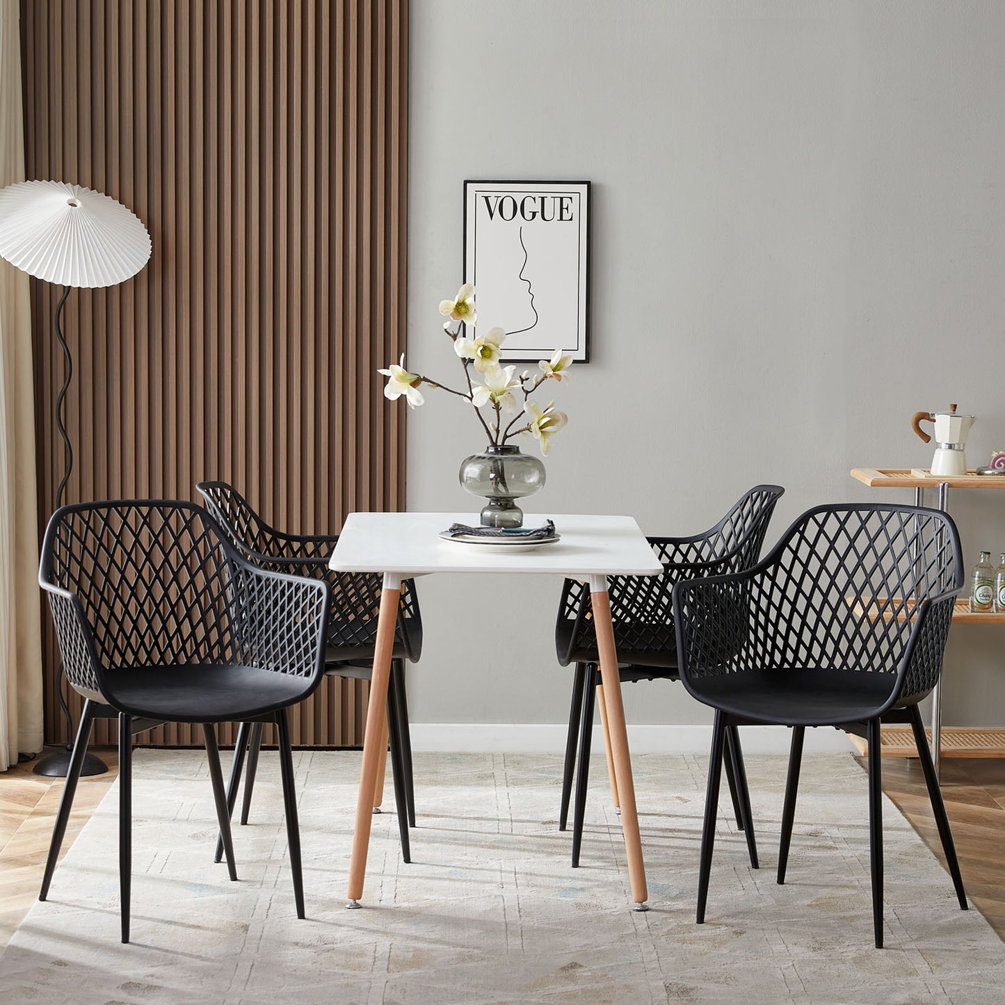 Eetkamerstoel met holle armleuningen (set van 2/4/6) - Zwart/Wit/Grijs - ROME