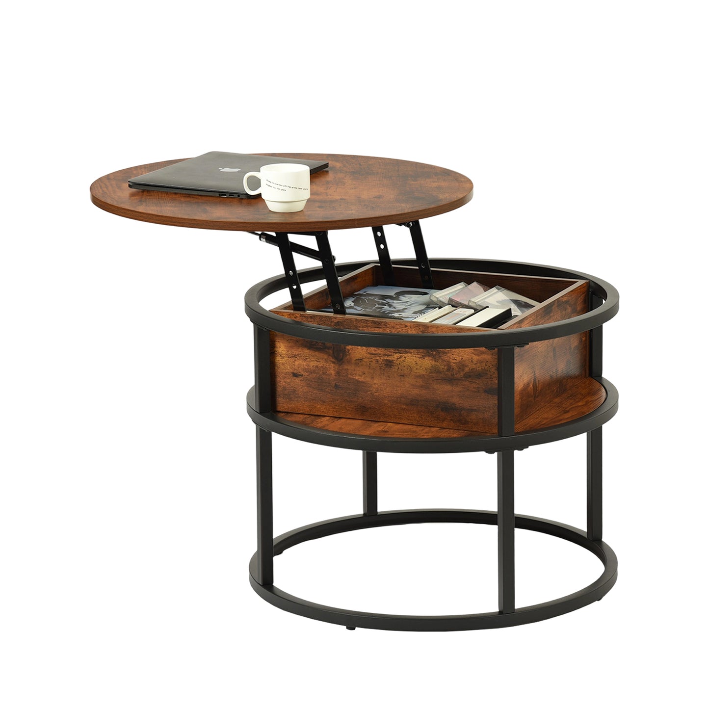 Ronde Lift-tafel met Verborgen Opbergruimte - ROSS