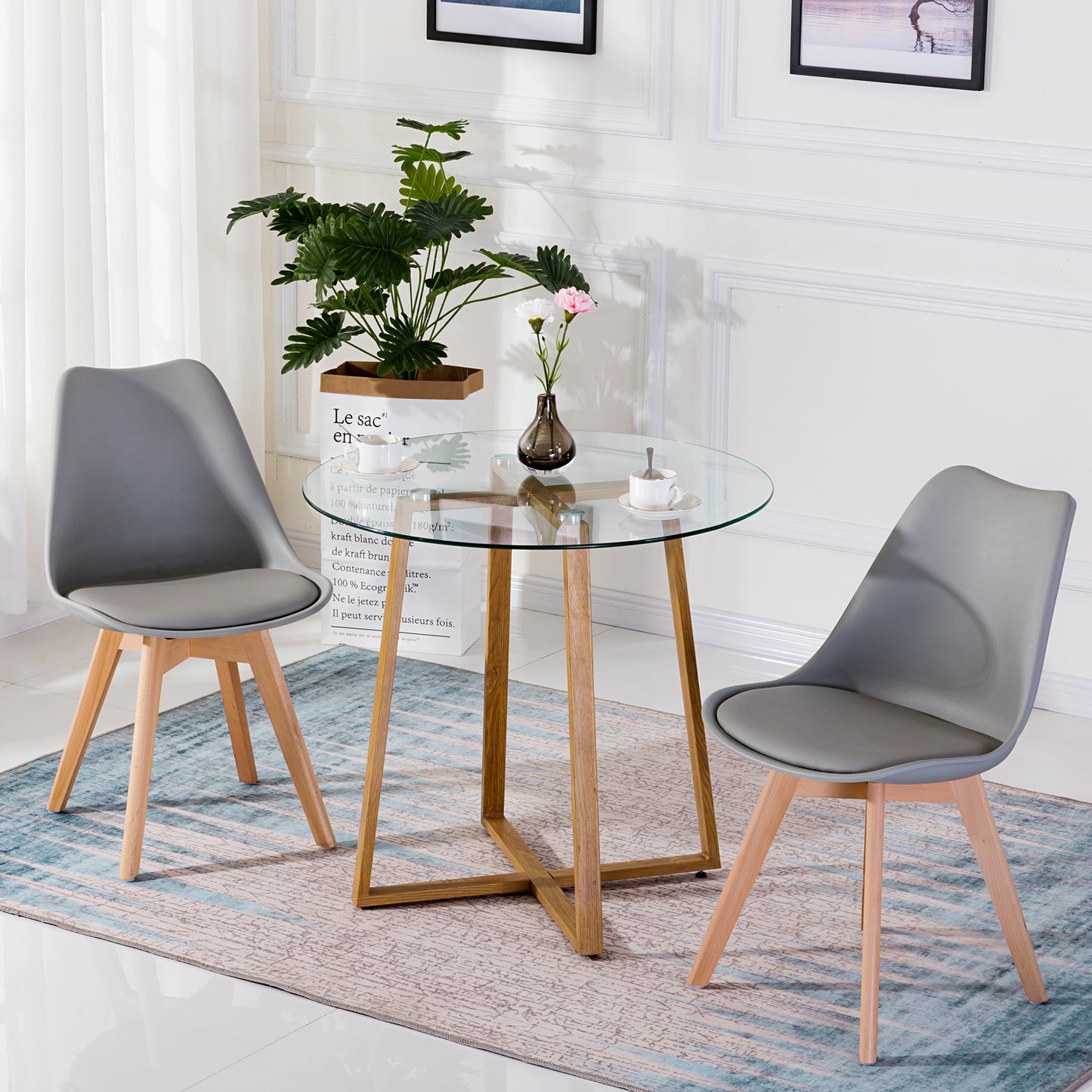 ROUNE Ronde glazen eettafels met metalen poten 80*80*75 cm - Glas