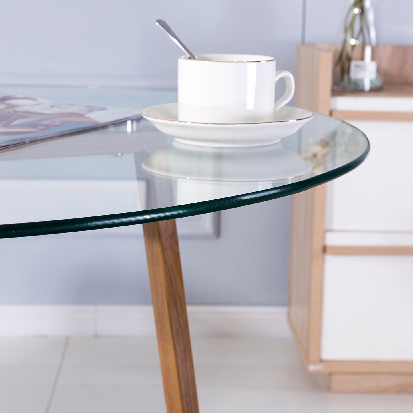 ROUNE Ronde glazen eettafels met metalen poten 80*80*75 cm - Glas