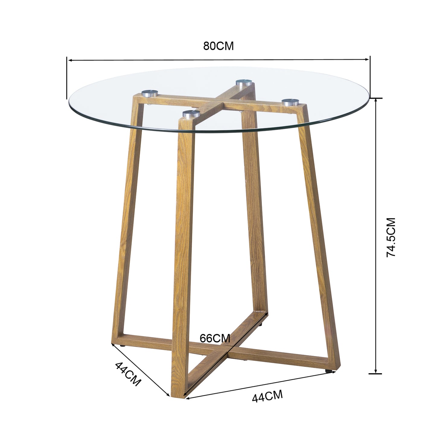 ROUNE Ronde glazen eettafels met metalen poten 80*80*75 cm - Glas