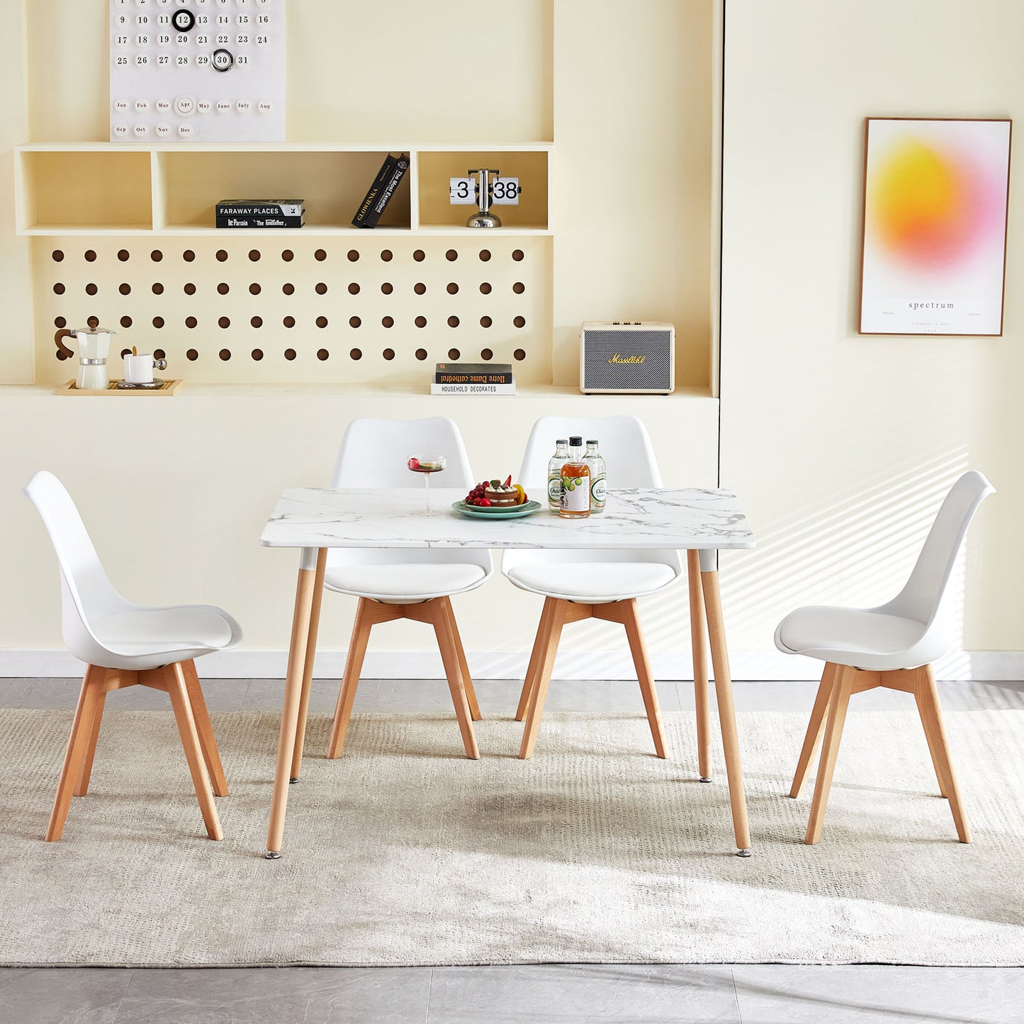 SAGE Rechthoekige Eettafel-Marmeren textuur